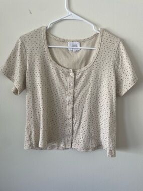 Things Between Cream Mini Floral Button-Up Crop Top